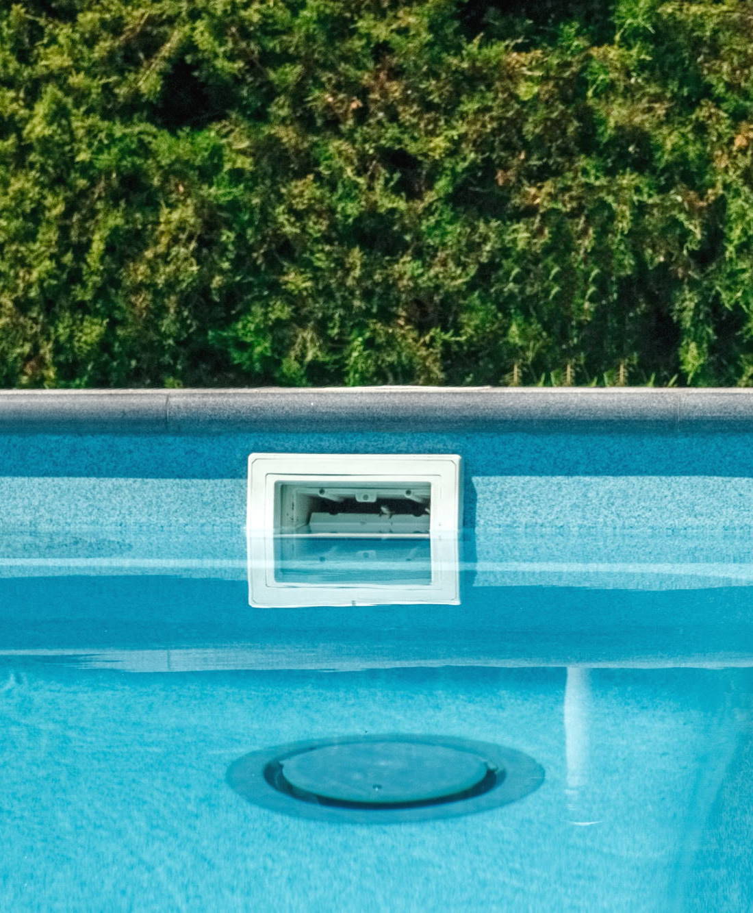 Pool water filtration system. Pure water. View from above.